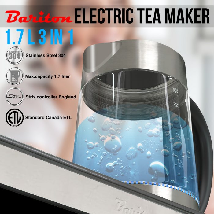 Bariton Electric tea maker 1.7 L 3 in 1 Coffee & Tea maker & Kettle with Led Light